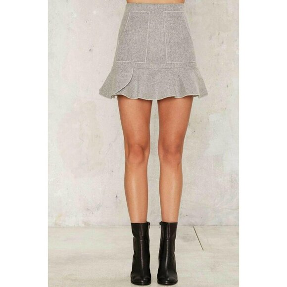 Nasty Gal Women's Gray Like It Ruffle High waisted Bodycon Skirt Size M - Picture 4 of 12